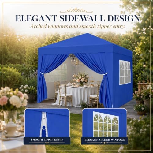 Yaheetech 10x10 Pop Up Canopy Tent with 4 Removable Sidewalls, Blue
