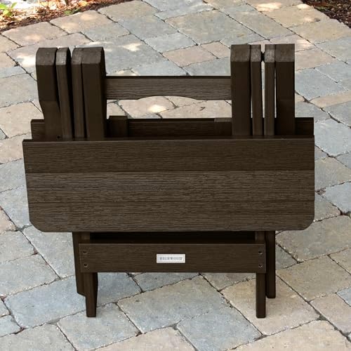 highwood Lehigh (2) Garden Chairs with Folding Side Table, Weathered Acorn