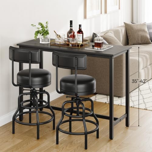 Raynesys 22-29 Inch Adjustable Height Industrial Swivel Bar Stool with Back