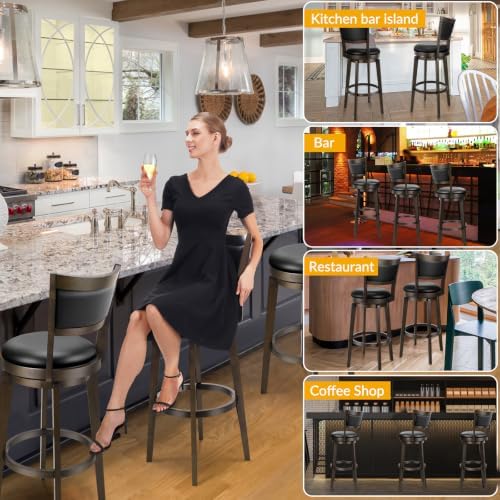 PrimeZone Swivel Bar Stools Set of 2, 34 Inch Extra Tall Bar Height