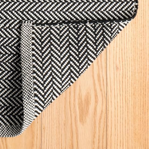 Dash & Albert Herringbone Black/Ivory Indoor/Outdoor Rug, 7'6"x9'6"