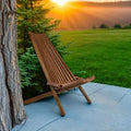Melino Wooden Folding Tamarack Chairs, FSC Certified Acacia Low Profile Adirondack Chairs, Wood Folding Chair for Outdoor, Patio, Porch, Pool, Backyard, Garden, Balcony and Deck - Chestnut - Single