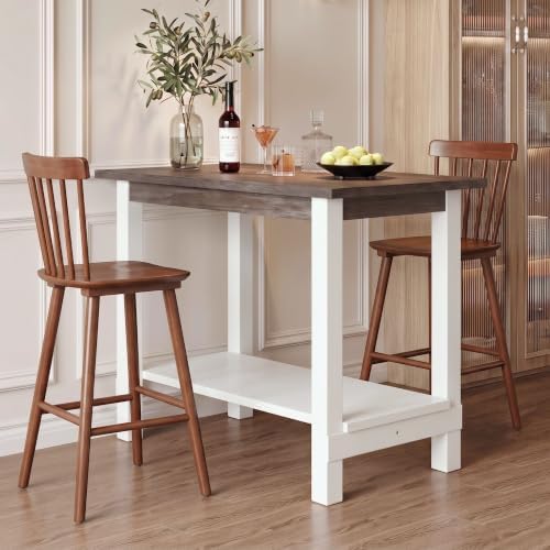Windsor Bar Stools Set of 2, 26 Inch Counter Height Barstools Wooden Barstools with Spindle Back/Bigger Seat for Kitchen Island/Breakfast Bar/Home Pub, Walnut