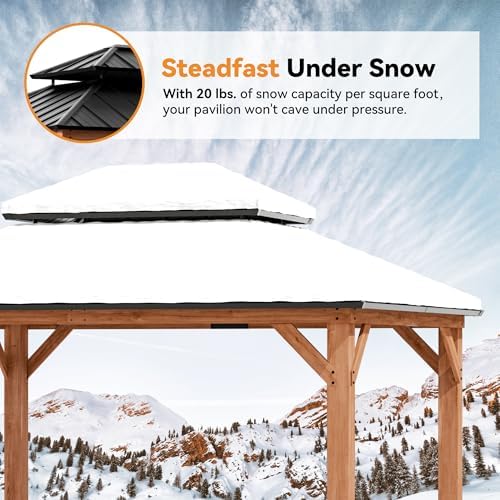 Modern Shade Wood Gazebo 11x13 with Double Galvanized Steel Roof