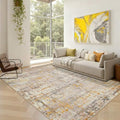 5x7 Neutral Abstract Area Rug, Beige Gold Carpet for Living Bedroom Dining