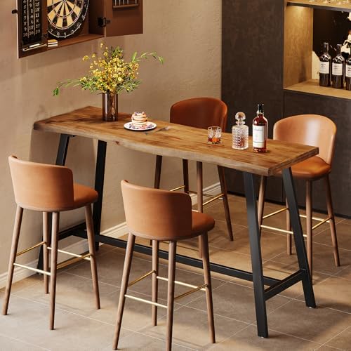 55" Solid Wood Bar Table, Rustic Brown