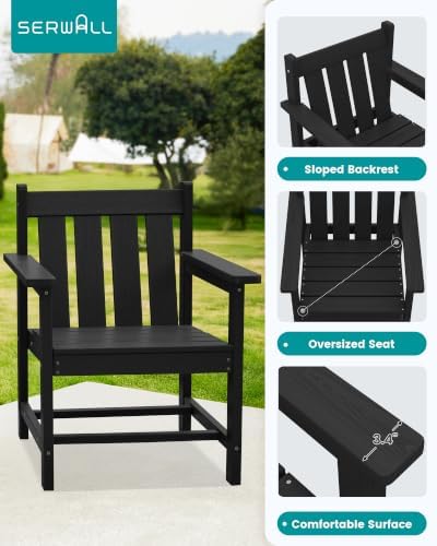 SERWALL 3 Pieces Patio Bistro Set-Outdoor Chairs with Side Table,Black