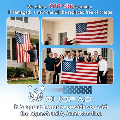 Made in the USA American Flag 3x5 Outdoor Heavy Duty,Sturdy Durable Nylon American Flags for Outside 3x5,Waterproof All Weather,Longest Lasting Fade Resistant with Embroidered Stars & Sewn Stripes