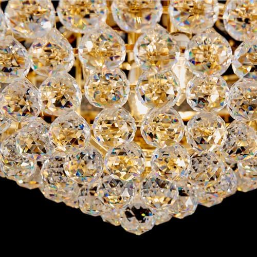 19-Lights High Ceiling Chandelier Modern Gold Crystal Chandeliers Large Foyer Chandelier Fixtures for Staircase Living Room Hallway Entryway (H47 x W31.5)