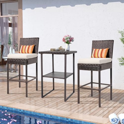 Sundale Outdoor Wicker Bar Table, 36” Height Patio High Top Dining Table