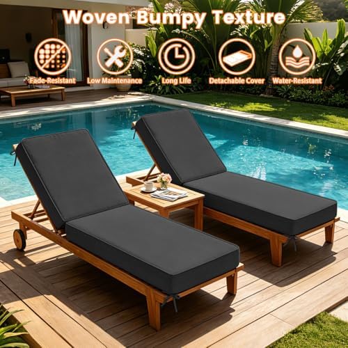 Chaise Lounge Olefin Cushion, Water Resistant Patio Pad Dark Gray 80x26x4