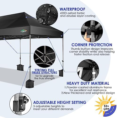 COBIZI 10x20 Heavy Duty Pop Up Canopy Tent with Sidewalls, Easy Up Canopy