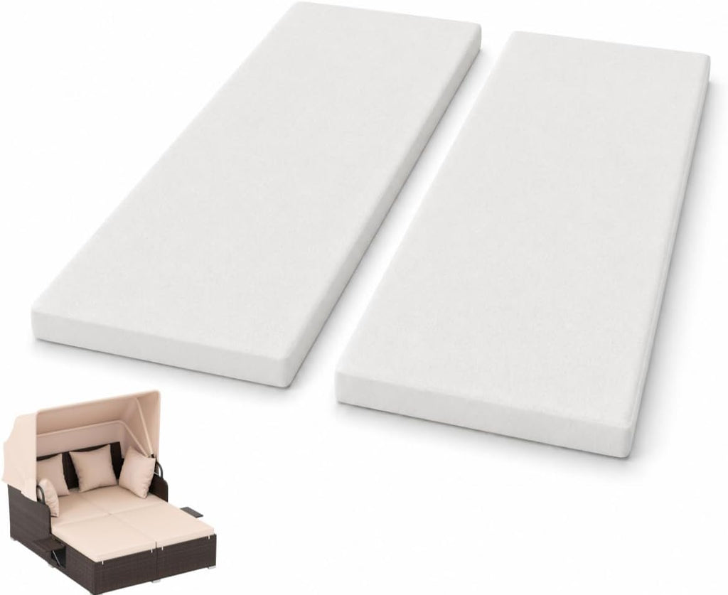 Patio Rattan Double Daybed Replacement Foam Cushion,58"x24"x2", 2-Set