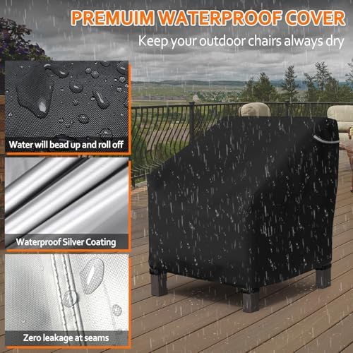 STARTWO Patio Outdoor Chair Covers 2 Pack, Outdoor Furniture Covers Waterproof adapter for Lawn Lounge Seat, Wicker, Swivel, Adirondack, Rocking Chairs, 36"W x 37"D x 36"H inch, Black