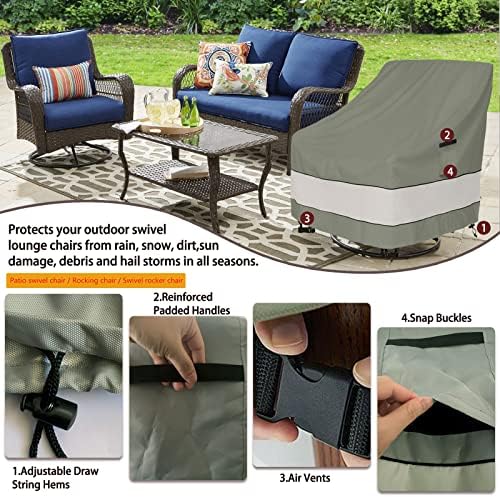 Patio Chair Covers Waterproof Patio Furniture Covers,33W x 37D x 38 H Inches Outdoor Swivel Chair Cover 2 Pack -Grayish Green