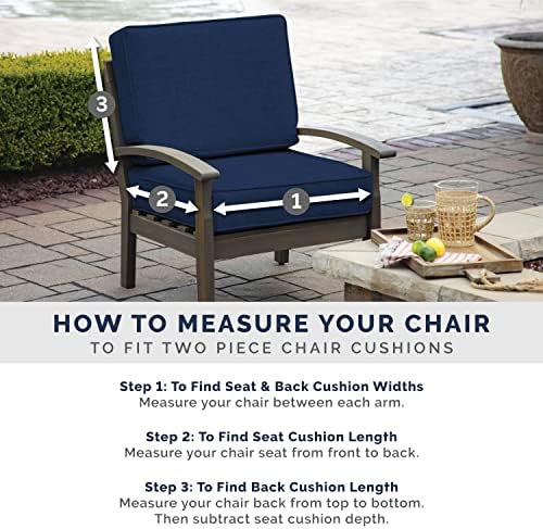 Arden Outdoor Adirondack or Rocking Chair Cushion, 20 x 17, Rain-Proof, Fade Resistant 17 x 20, Blue Shibori Stripe