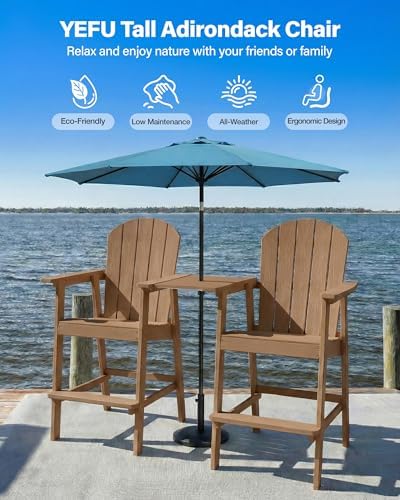 YEFU Tall Adirondack Chairs Set of 2, Oversize Balcony Adirondack Chair Set