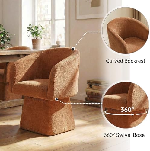 VKNOW Upholstered Swivel Dining Chairs Set of 2 with Barrel Back and Arm