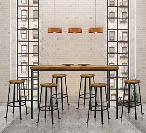 Yaheetech 29.5" Bar Stools Set of 2, Industrial Metal Legs, Rustic Brown