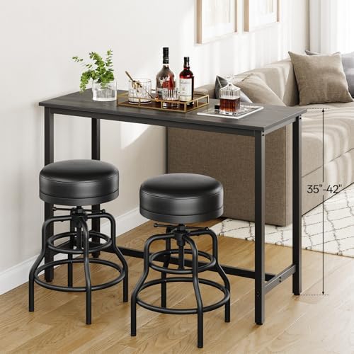 Raynesys 22-29 Inch Adjustable Height Industrial Swivel Bar Stools Set of 2