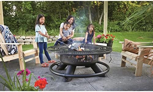 CASTLECREEK 47" Fire Pit BBQ Grill Outdoor Wood Burning Steel Log Firepit for Camping, Grilling, Smores, Yard, Cooking Outside, Barbecue, Bonfire Wilderness