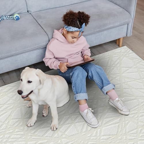 LUXE WEAVERS Modern Geometric Area Rug Cream 4x5