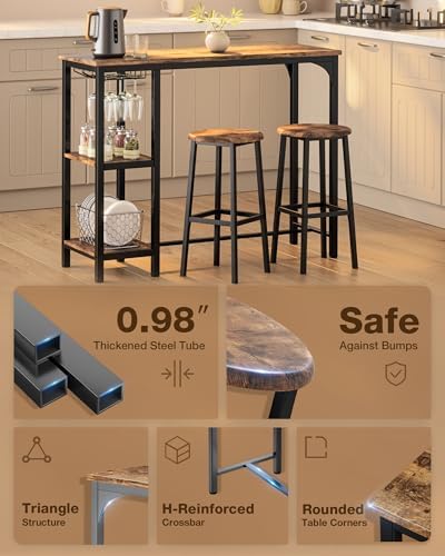 Qsun 3-Piece Bar Table Set for 2