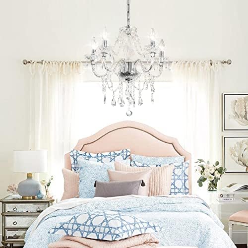 PAPAYA Plug-in 5 Light Crystal Hanging Pendant Lights Acrylic Chandelier
