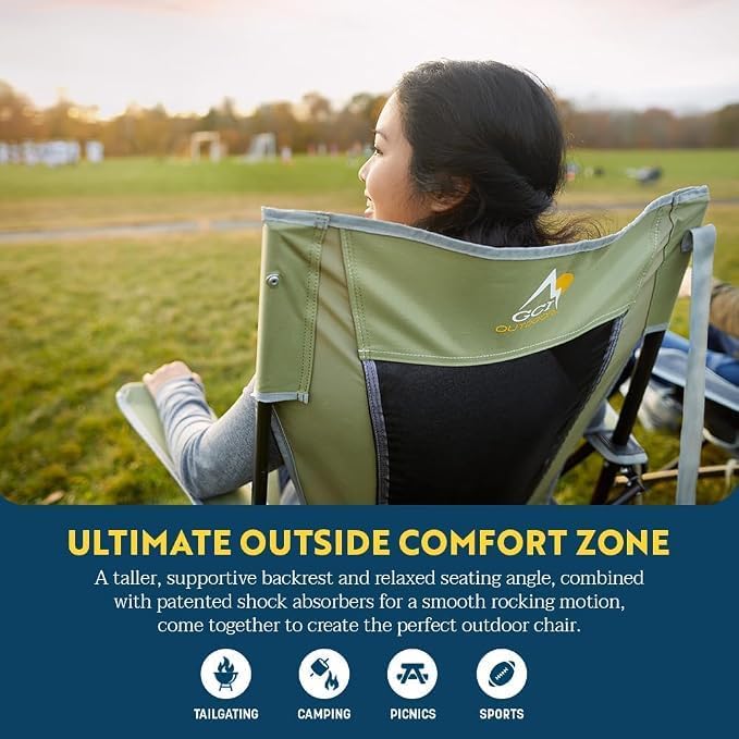 GCI Outdoor Comfort Pro Rocker Camping Chair | Portable Folding Rocking Chair with Durable Armrests & Drink Holder — Floral
