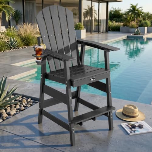 FUNBERRY Tall Adirondack Chair, High Top Balcony Chair with Cupholder