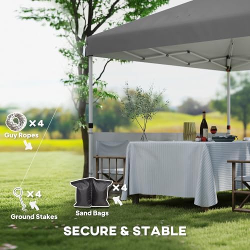 Outsunny 10' x 10' Pop Up Canopy Tent with 2 Half Sidewalls UV50+ Dark Gray