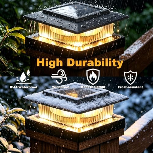4x4 Solar Post Cap Lights, 13 Lighting Modes RGB Post Solar Lights Outdoor