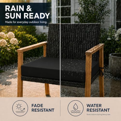 Outdoor Chair Cushions, Set of 4, 24"*24"*4", Water Resistant, Black