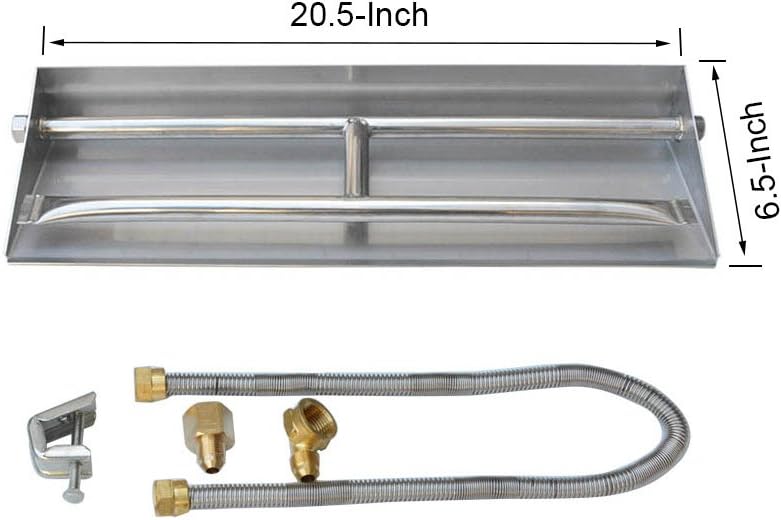 stanbroil 20.5 inch gas fireplace dual burner pan, close-up detail