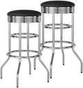 TRINITY Heavy Duty 30 Inch Backless Swivel Bar Stool, Black, Set of 2