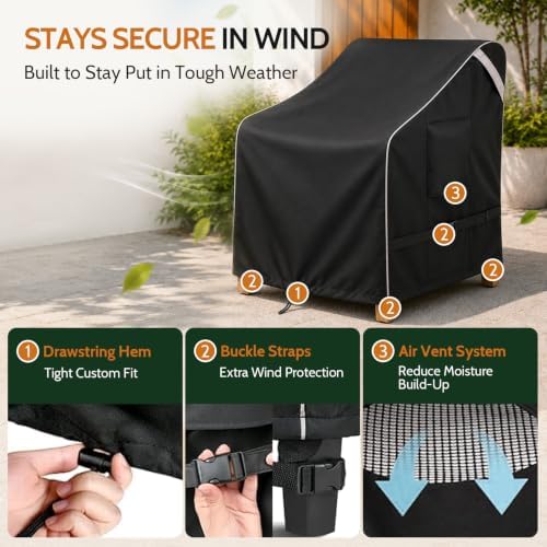 COSFLY Outdoor Patio Chair Cover Waterproof, Fits 26"W x 28"D x 33"H, 2Pack