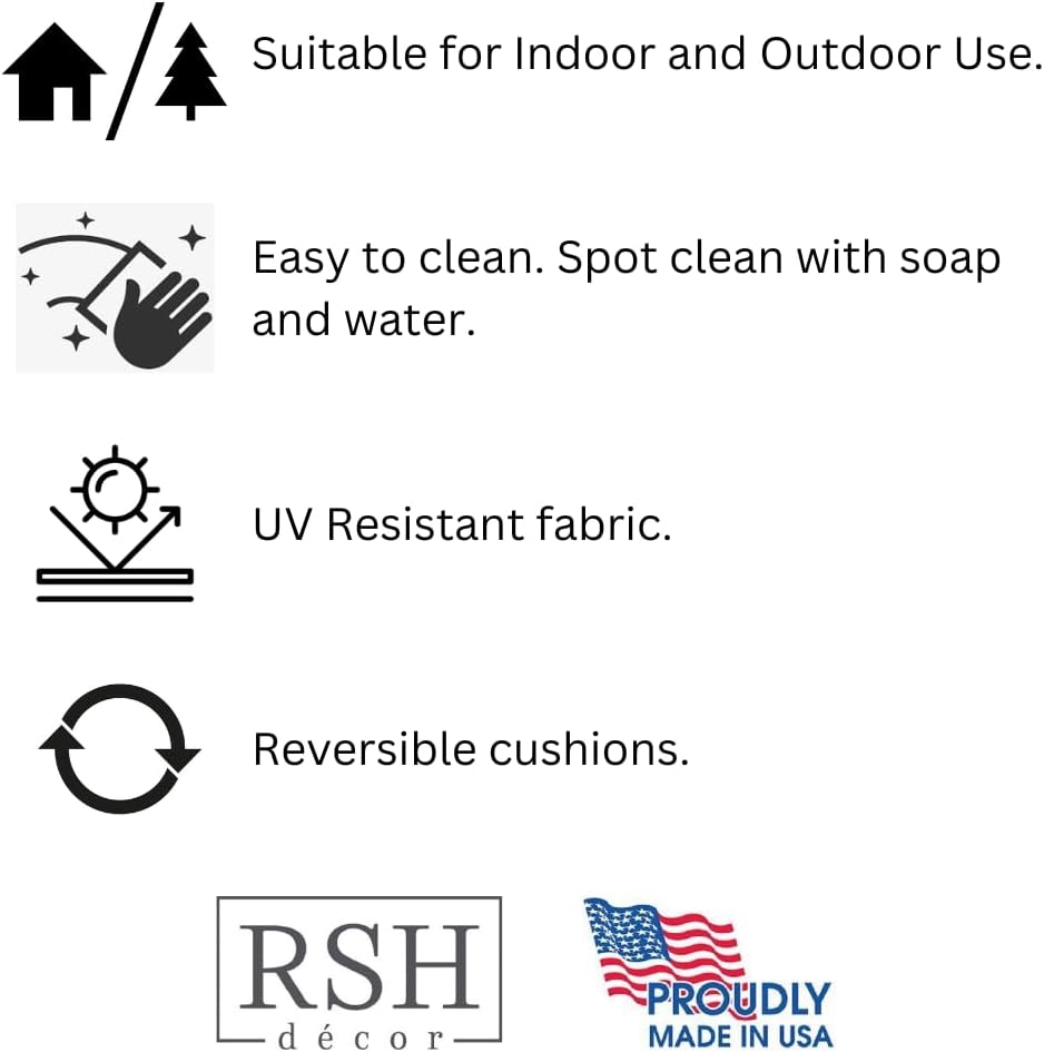 RSH DECOR Tufted U-Shape Wicker Set of 2, 19” x 19,” Outdoor Chair Cushions for Patio Furniture, Waterproof Patio Chair Cushions, Outdoor Seat Cushion, and Wicker Chairs, Daelyn Cherry, Made in USA