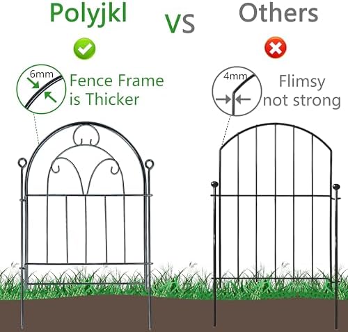 Decorative Garden Fence 17in(H) x 10ft(L), Rustproof Metal Animal Barrier