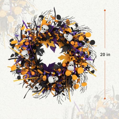 20 Inches Halloween Wreath Halloween Wreaths for Front Door Gothic Wreaths