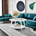 VASAGLE Round Coffee Table, 2-Tier Center Table with Storage, Tapered Legs