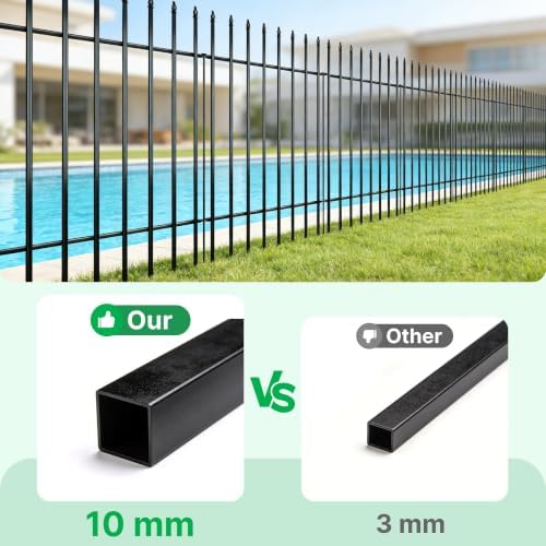 Thealyn 36"H x 28"W Metal Garden Fence, No Digging, Animal Barrier,11.6 Ft