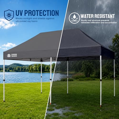 CROWN SHADES 10x15 Pop Up Canopy Outdoor Tent, Event Shelter, Gray