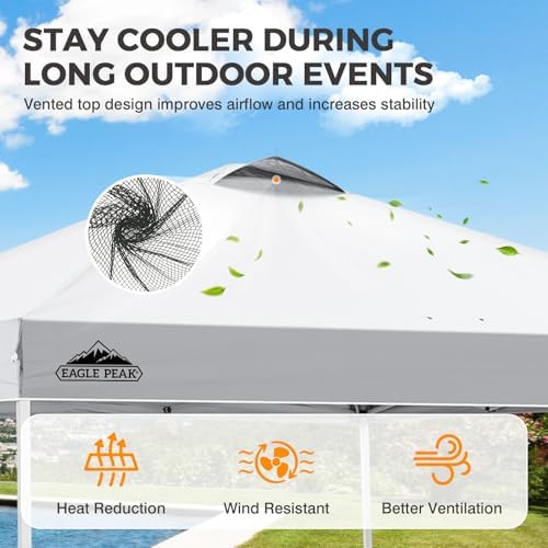 EAGLE PEAK 10x10 Pop Up Canopy Tent Easy Up Canopy Outdoor, White