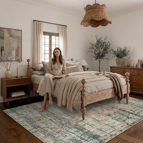 Rugxara 6x9 Green Rug,Modern Moss Abstrac Washable Rug for Living Room