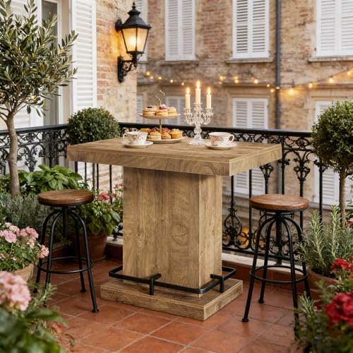 Tribesigns 47" Bar Table, Industrial Bistro Pub Table with Metal Footrest, Rectangular Counter Height Table for Small Bar, Dining Coffee Cocktail Living Room