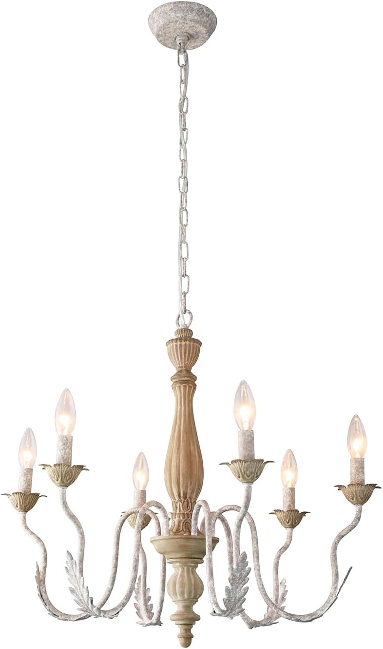6-Light French Country Chandelier for Dining Room