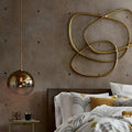 Gradient Color Glass Pendant Light,Modern Glass Hanging Light Chandelier Light (Gold, 25cm)