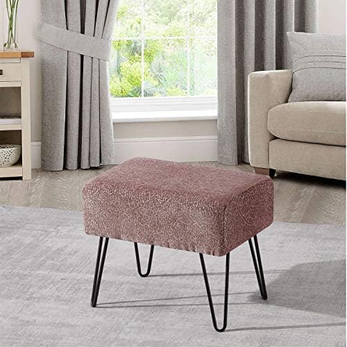 Home Soft Things Jacquard Chenille Ottoman, 19" x 13" x 17" H, Babati-Light Brown, Fuzzy Entry Way Ottoman Bench for Living Room Bedroom End of Bed Decorative Makeup Stool Foot Rest Chair Home Décor