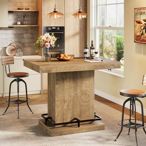 Tribesigns 47" Bar Table, Industrial Bistro Pub Table with Metal Footrest, Rectangular Counter Height Table for Small Bar, Dining Coffee Cocktail Living Room