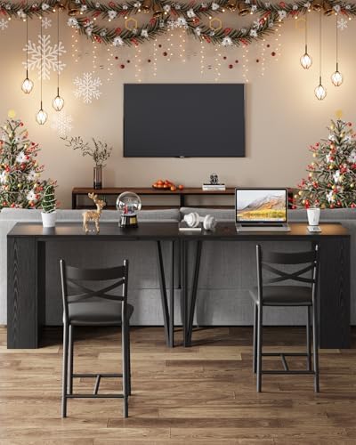 GarveeHome Extendable Bar Table Set for 2, Bar Table and Chairs Set, Black